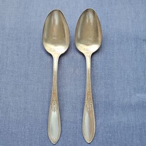 Rare Wm Rogers & Sons AA Silverplate Serving Spoons - "Debutante" Pattern - 1925